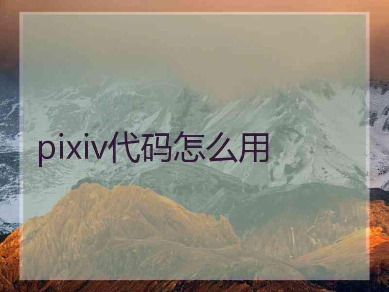 pixiv代码怎么用