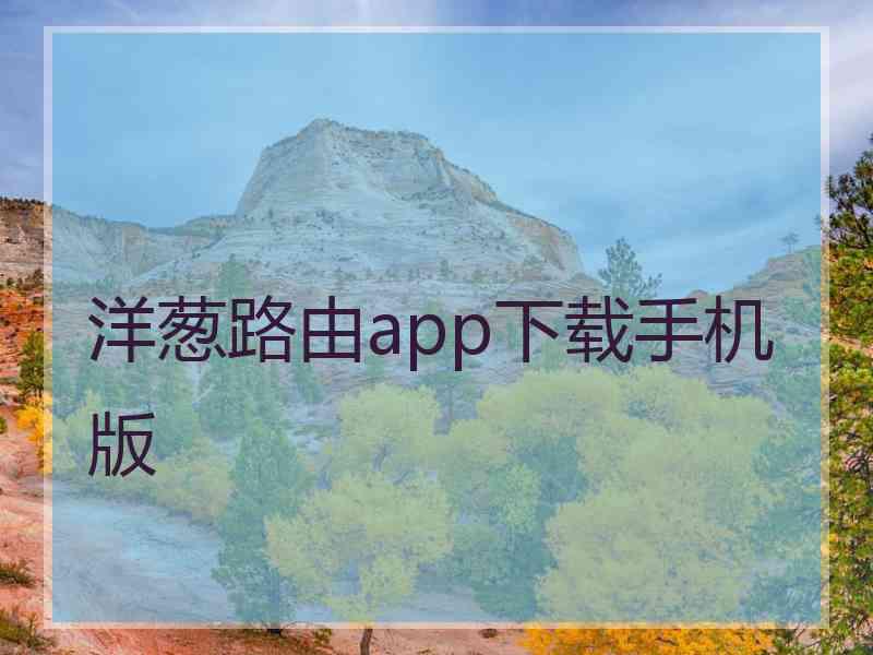 洋葱路由app下载手机版