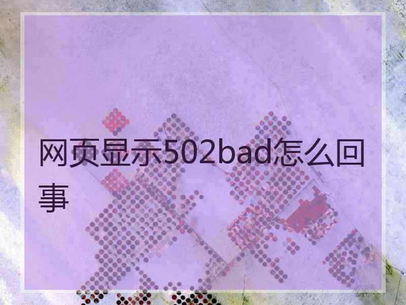 网页显示502bad怎么回事