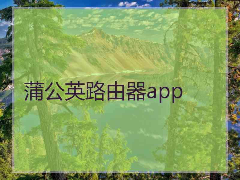 蒲公英路由器app