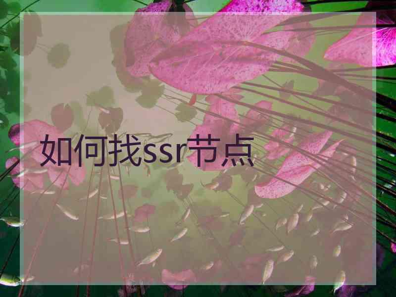 如何找ssr节点