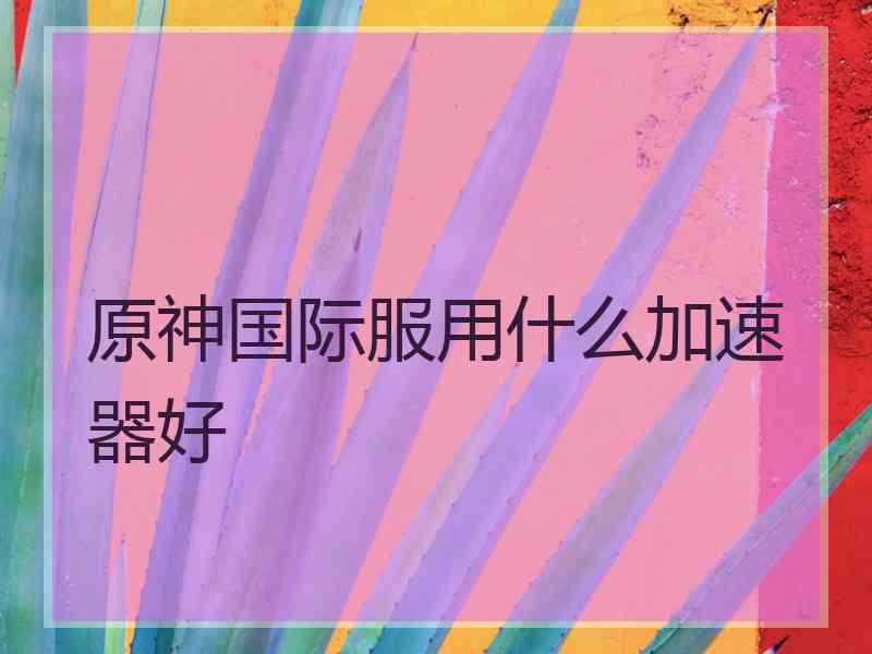 原神国际服用什么加速器好