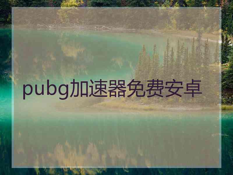 pubg加速器免费安卓