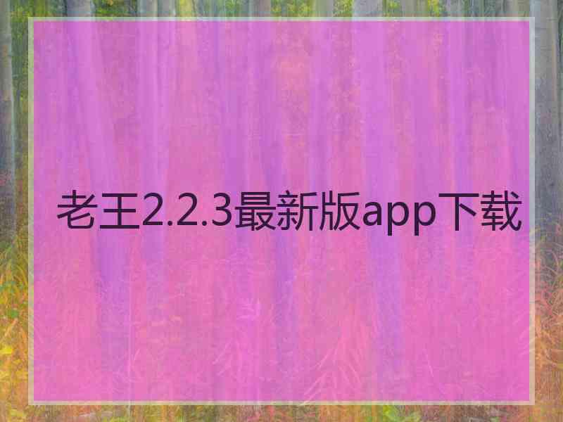 老王2.2.3最新版app下载