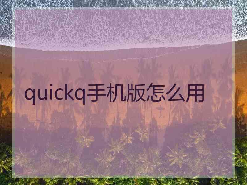 quickq手机版怎么用