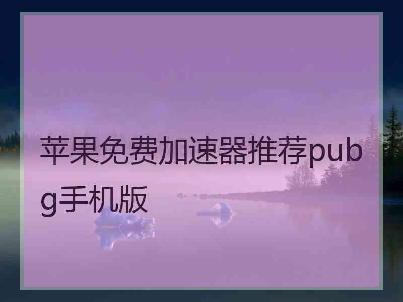 苹果免费加速器推荐pubg手机版