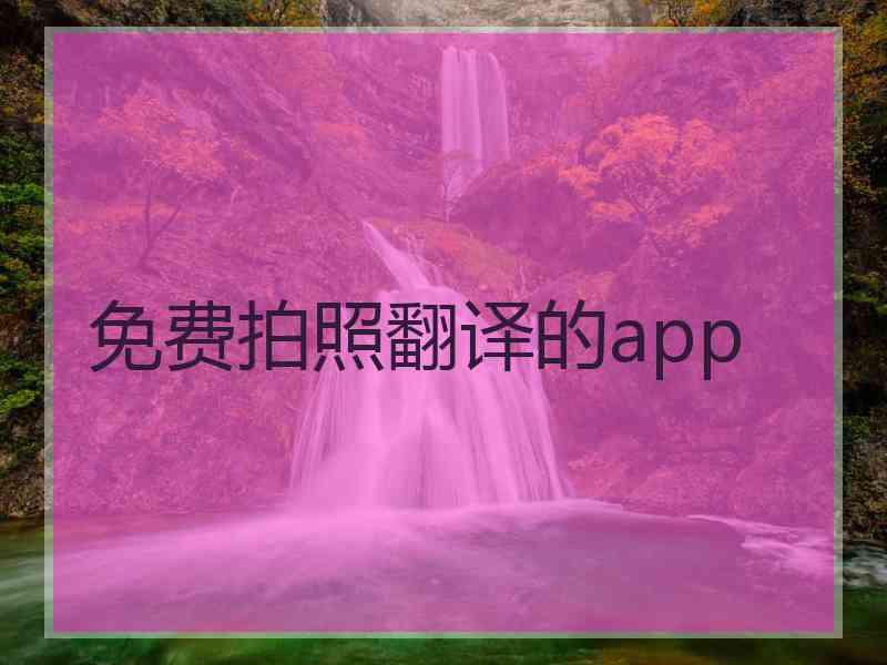 免费拍照翻译的app