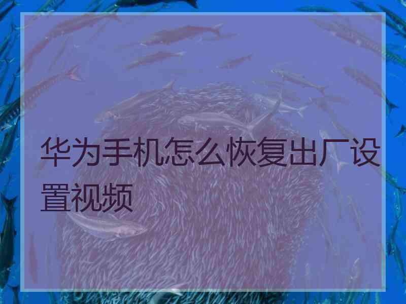 华为手机怎么恢复出厂设置视频