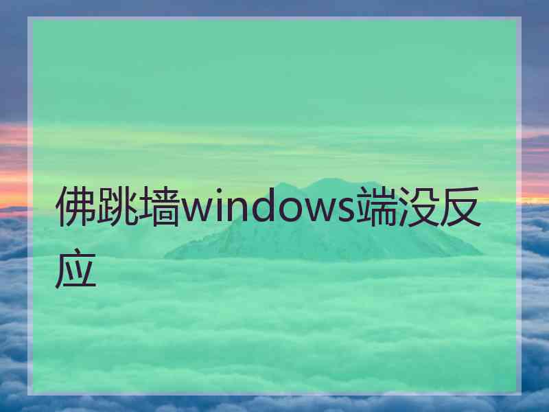 佛跳墙windows端没反应