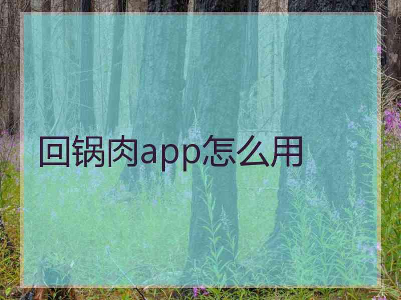 回锅肉app怎么用