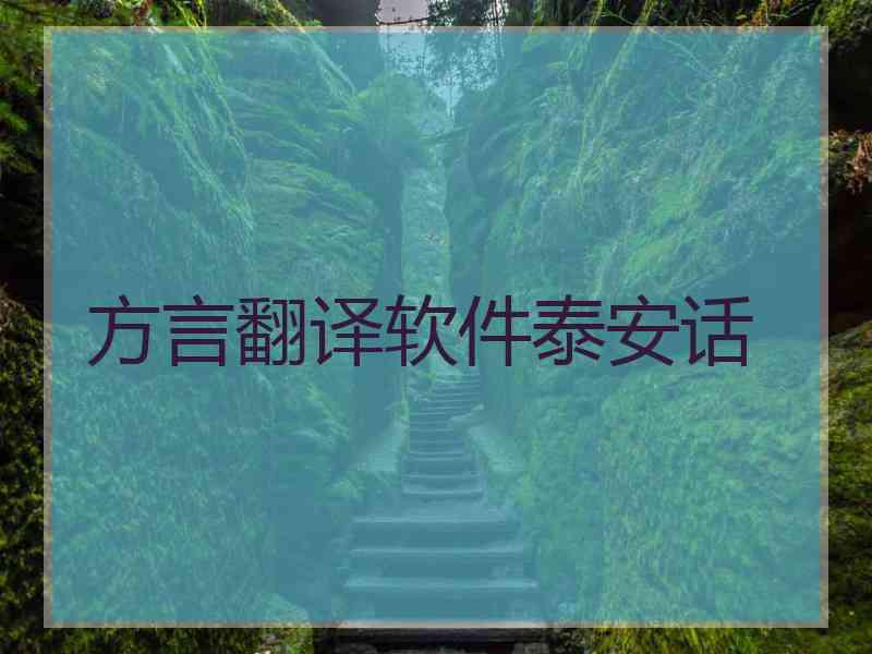 方言翻译软件泰安话