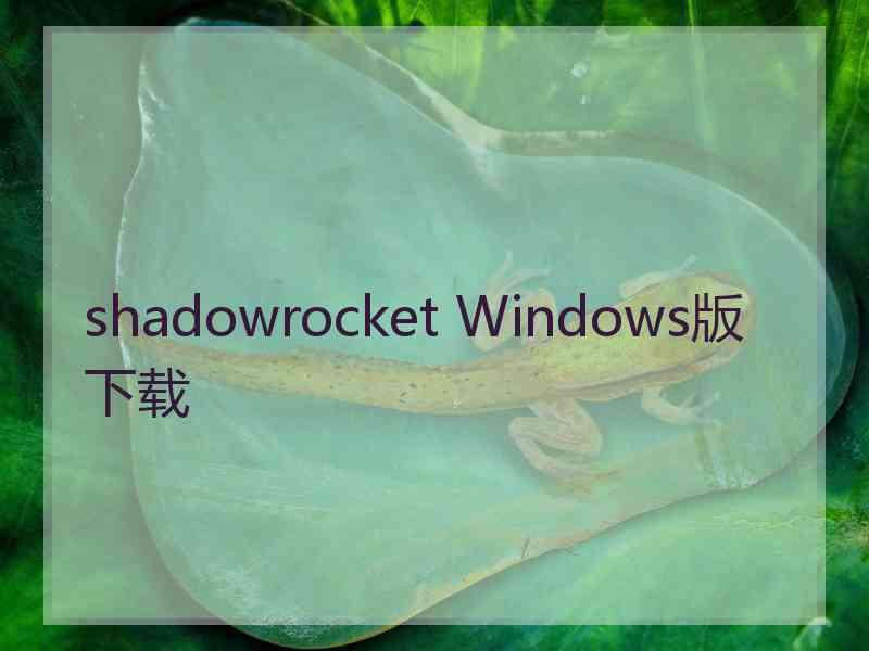 shadowrocket Windows版下载