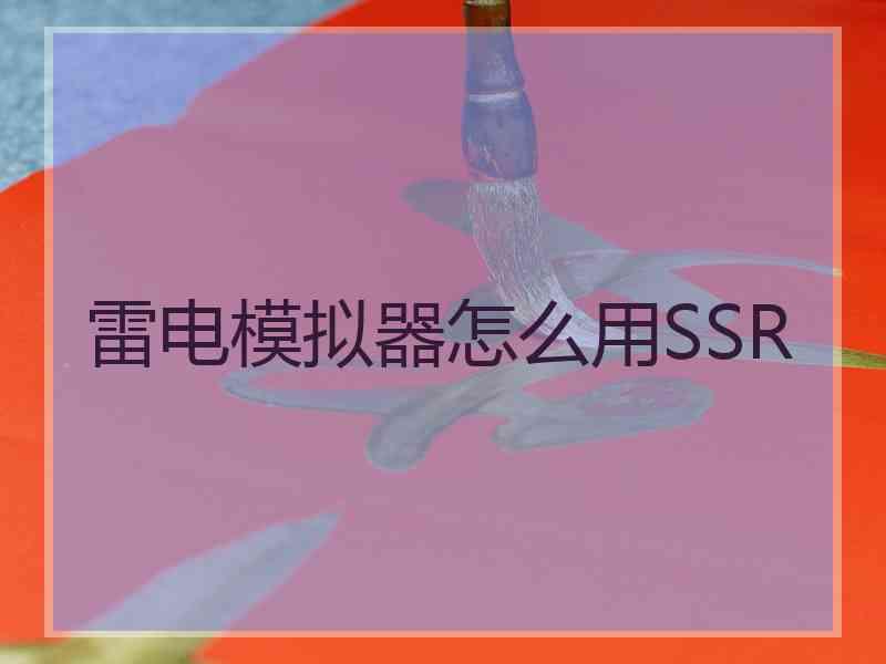 雷电模拟器怎么用SSR