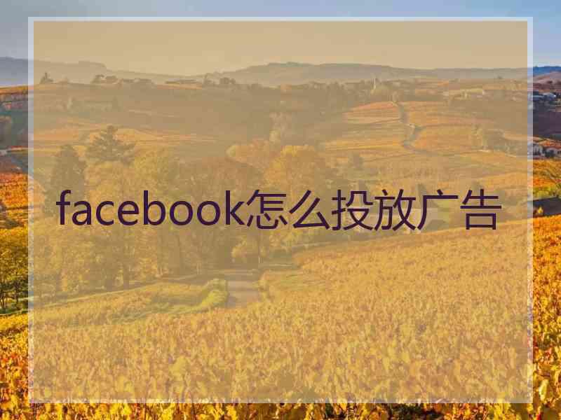 facebook怎么投放广告