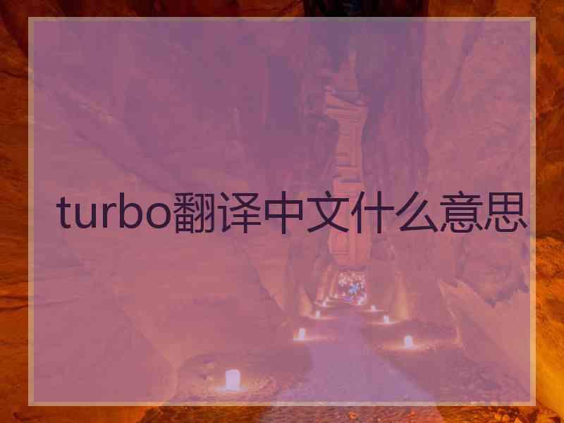 turbo翻译中文什么意思