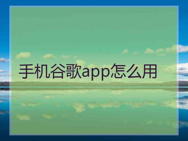 手机谷歌app怎么用