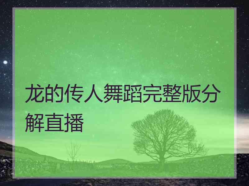 龙的传人舞蹈完整版分解直播