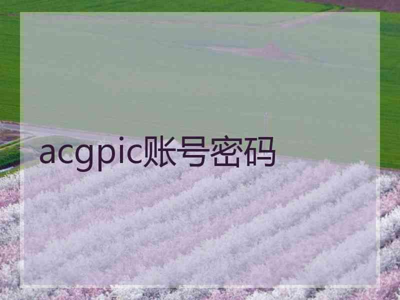 acgpic账号密码