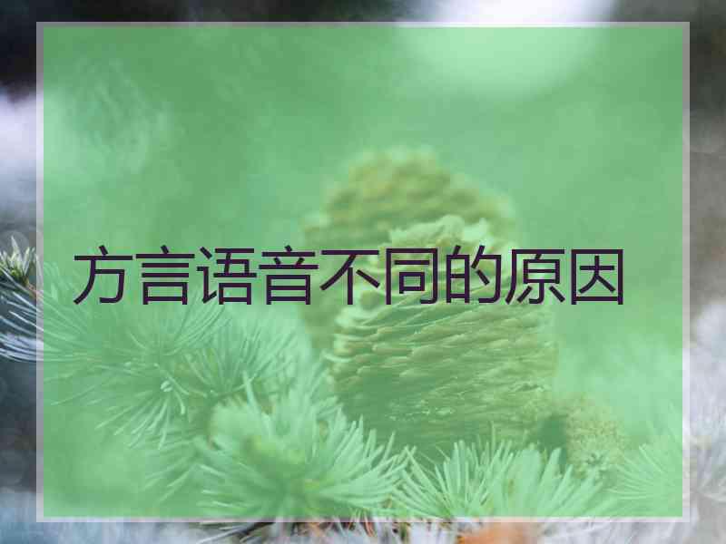 方言语音不同的原因