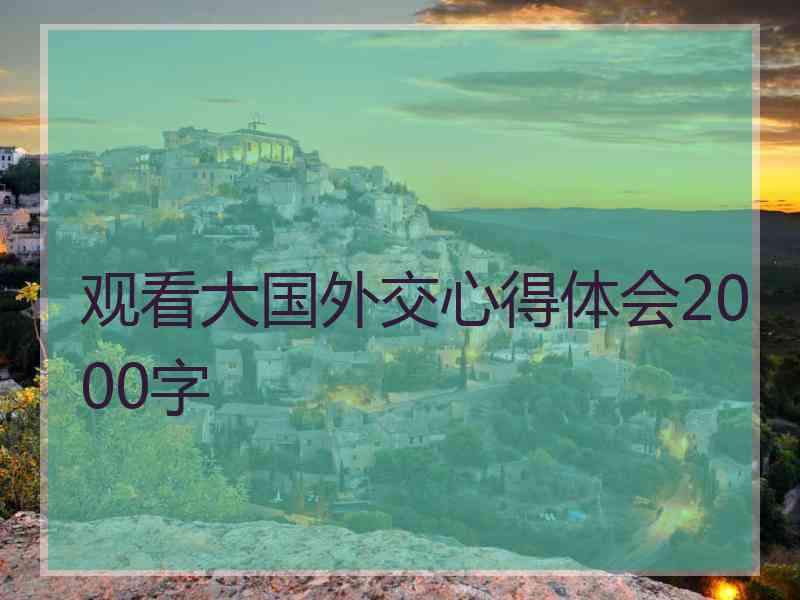 观看大国外交心得体会2000字