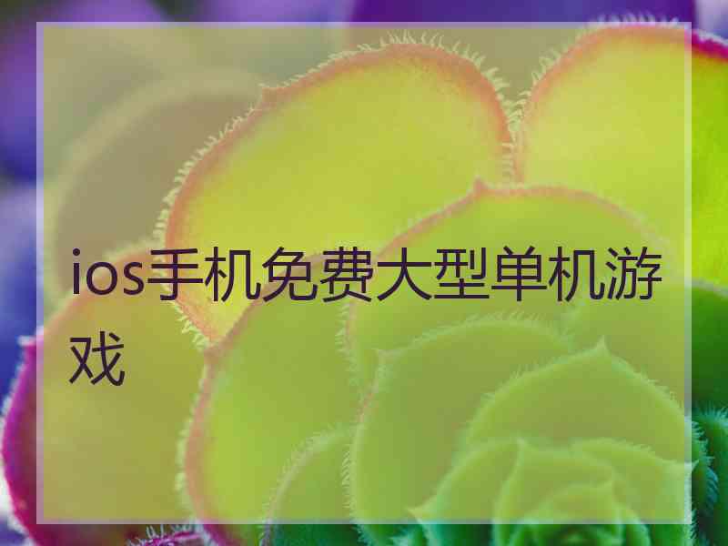 ios手机免费大型单机游戏