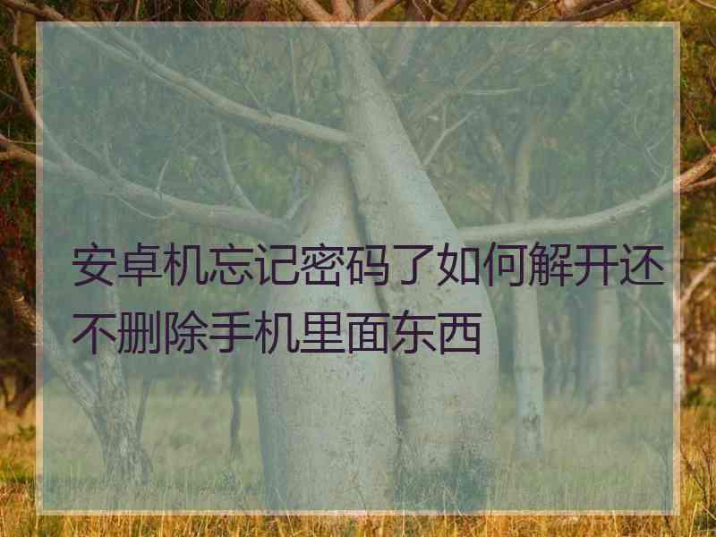 安卓机忘记密码了如何解开还不删除手机里面东西