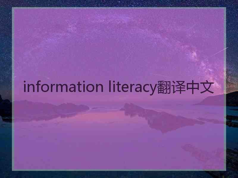 information literacy翻译中文