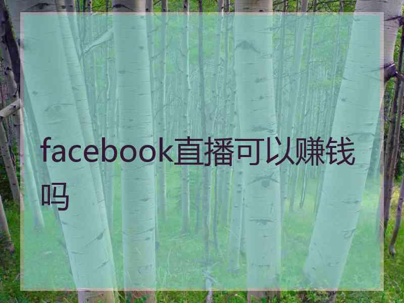 facebook直播可以赚钱吗